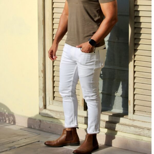 Men’s White Slim-Fit Stretch Jeans